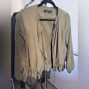 Zara Olive Green Women's Bomber Jacket - M